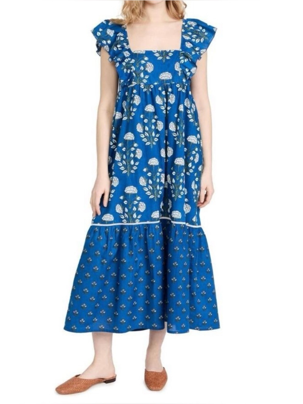 RO’S GARDEN Tuckernuck Jimmy floral and ruffle midi dress size xs